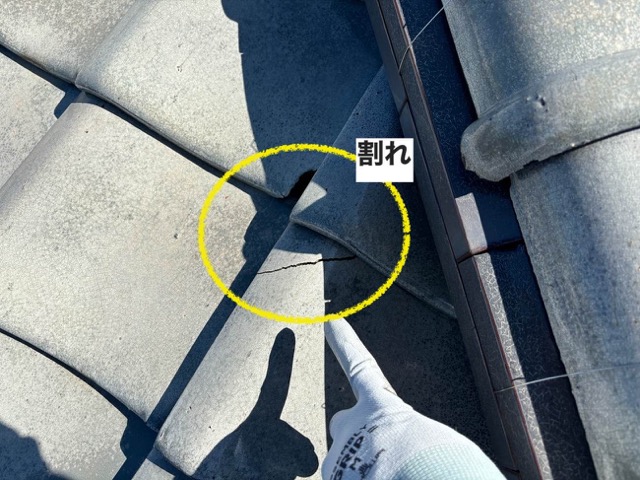 瓦の割れの確認