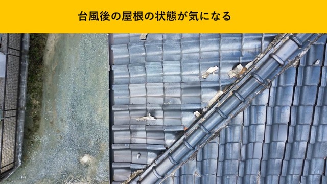 台風被害、屋根調査