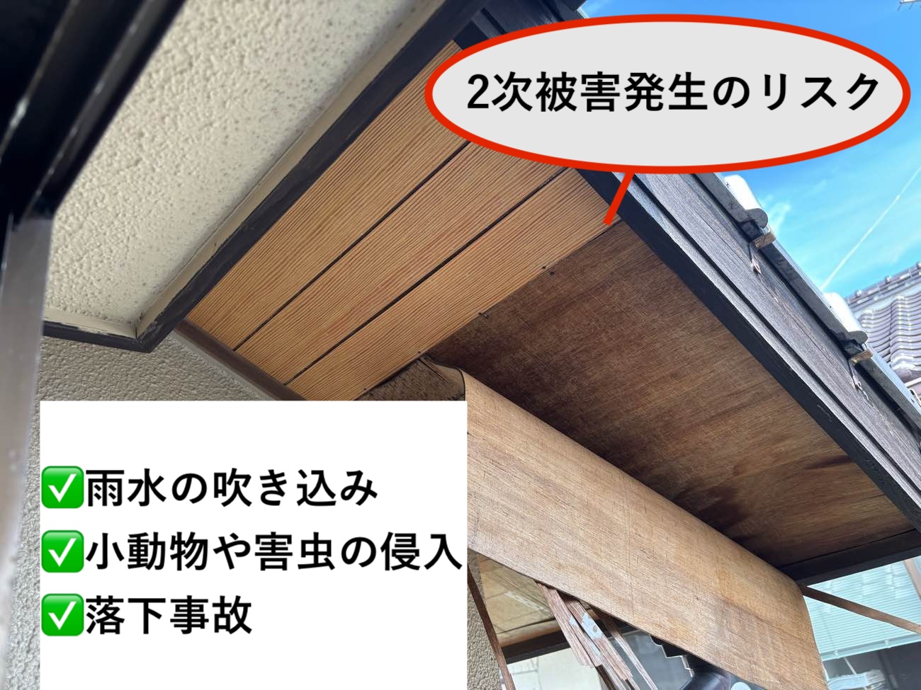 軒天破損を放置するリスク