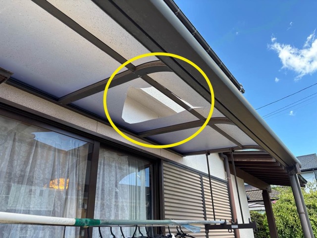 テラス屋根の調査、ポリカ