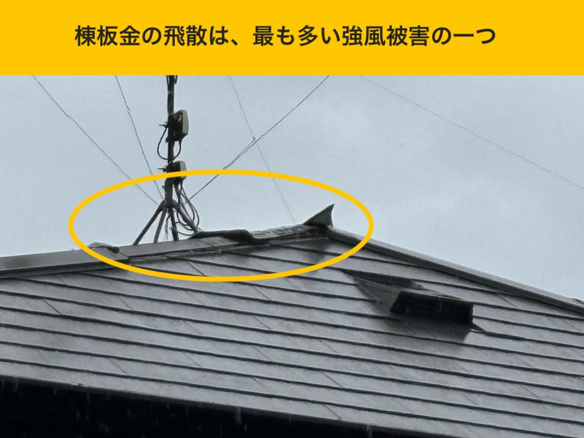 筑紫野市の屋根工事・棟板金工事・風の被害