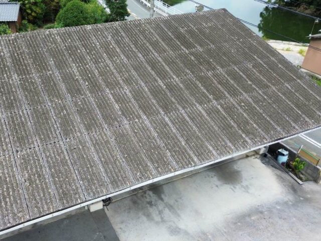 宮若市の倉庫屋根をドローン撮影