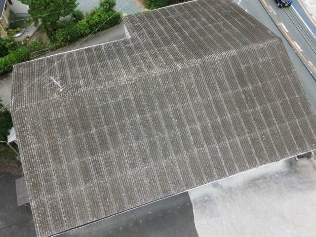 宮若市の倉庫屋根のドローン写真