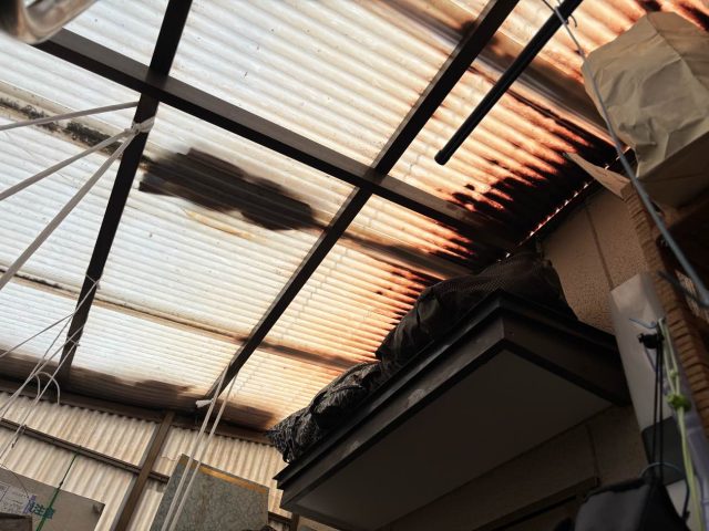 太宰府市の錆が悪化した物置屋根