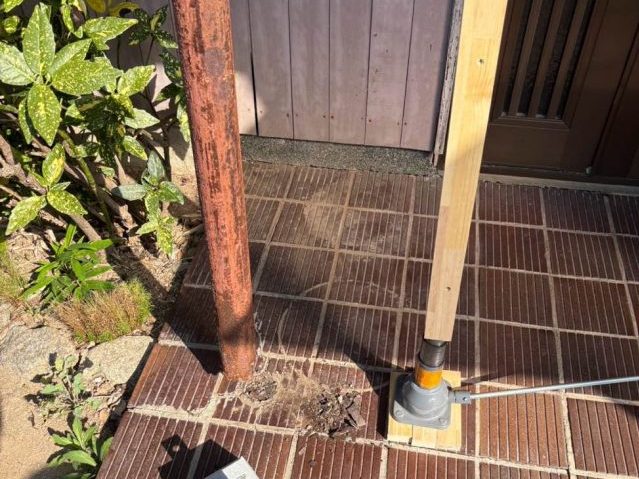 小郡市の柱差し替え工事の様子