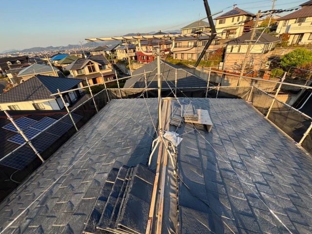 筑紫野市のカバー工事で棟板金の施工