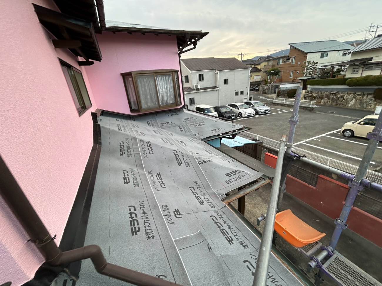 防水シートの施工、屋根の葺き替え工事、太宰府市