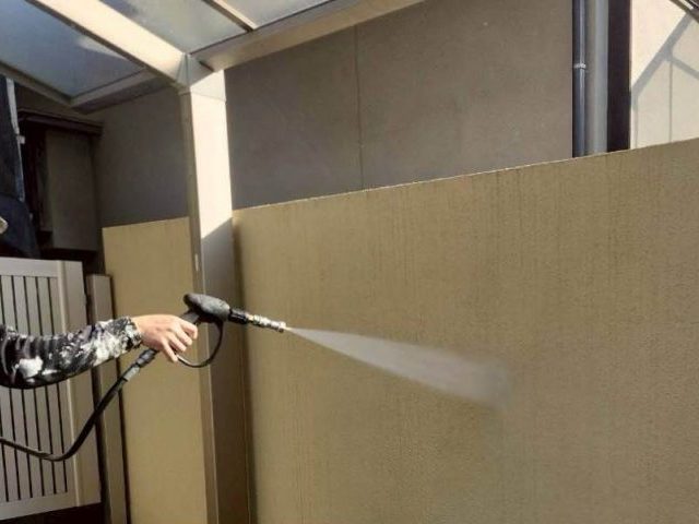 筑紫野市の塀高圧洗浄