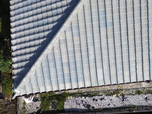 小郡市で瓦屋根のドローン撮影