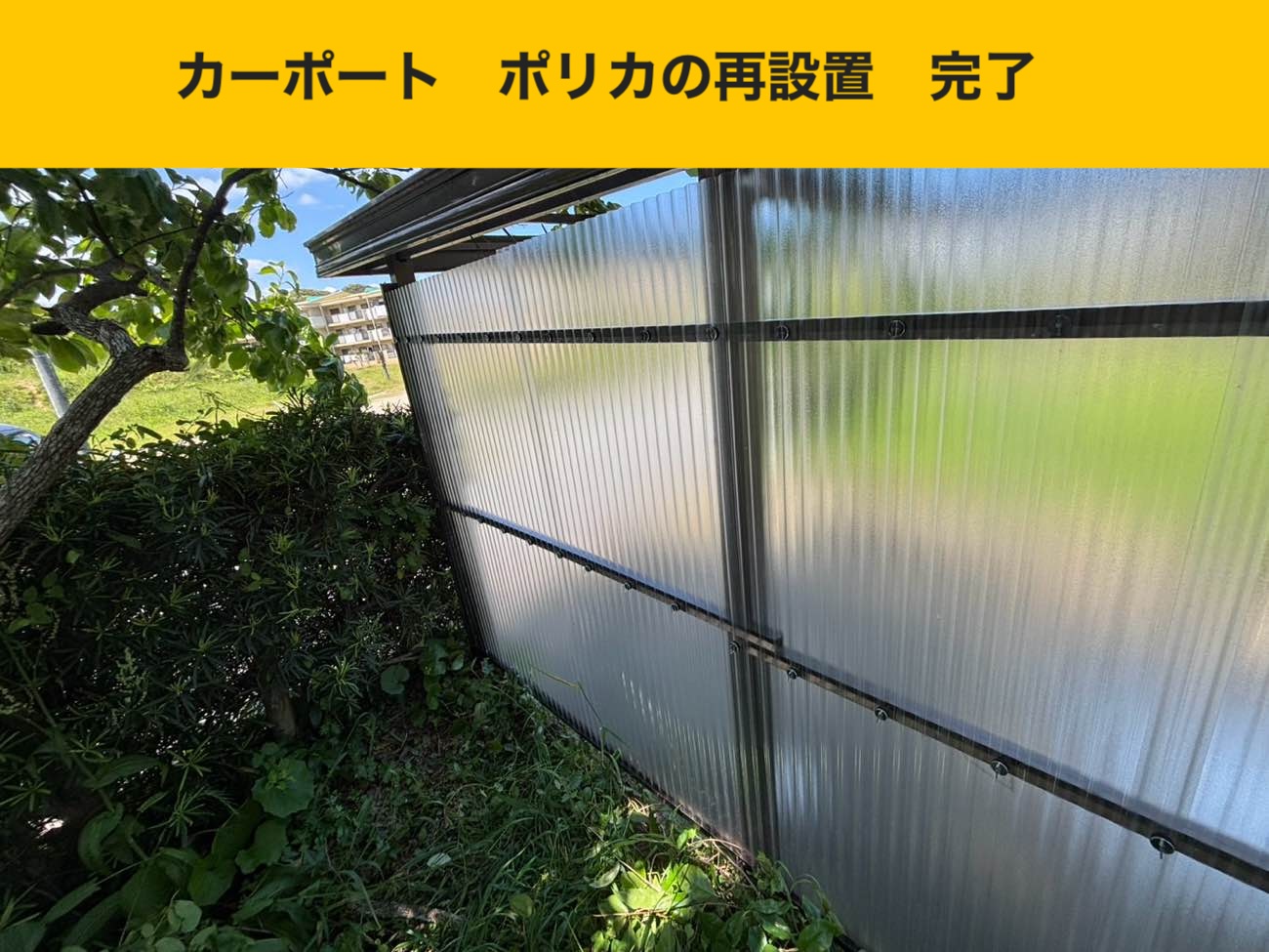 カーポートのポリカ再設置完了