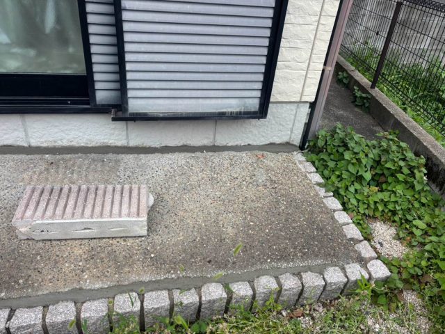小郡市で補修材を充填後の土間
