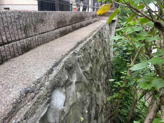 小郡市の土間の調査でブロック塀も点検