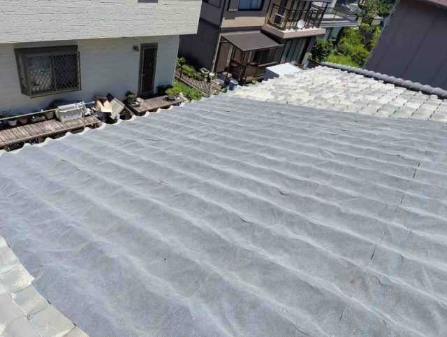 太宰府市で防水シートで保護した瓦屋根