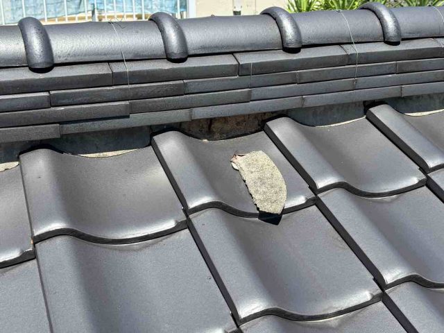 筑紫野市で漆喰の欠けを確認