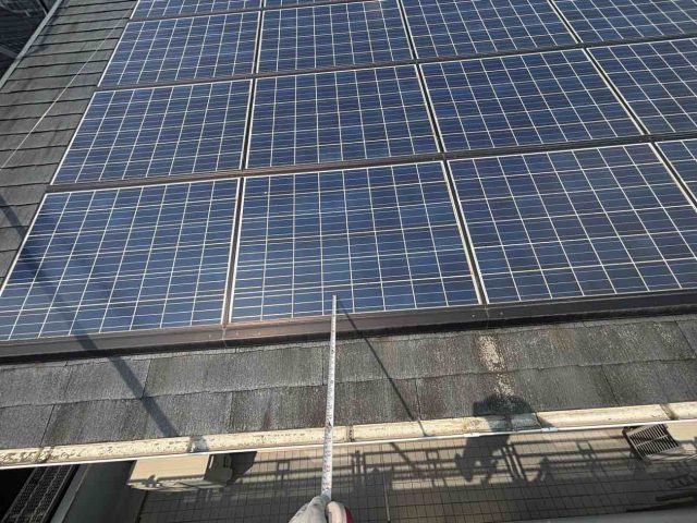 小郡市で太陽光パネルしたの鳥害を調べているところ