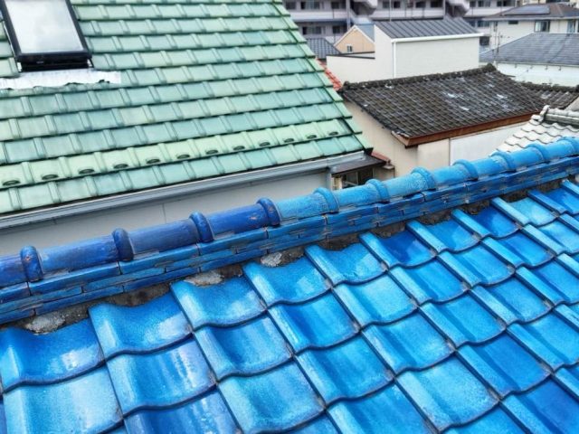 筑紫野市の漆喰が劣化した瓦屋根