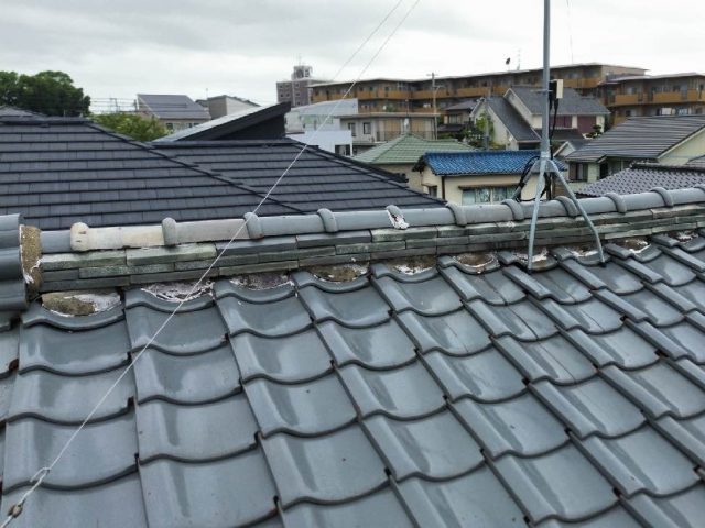 小郡市で調べた瓦屋根の棟