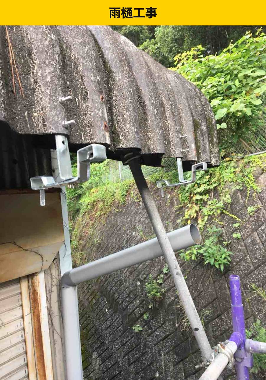 軒先に取り付けた雨樋の支持金具