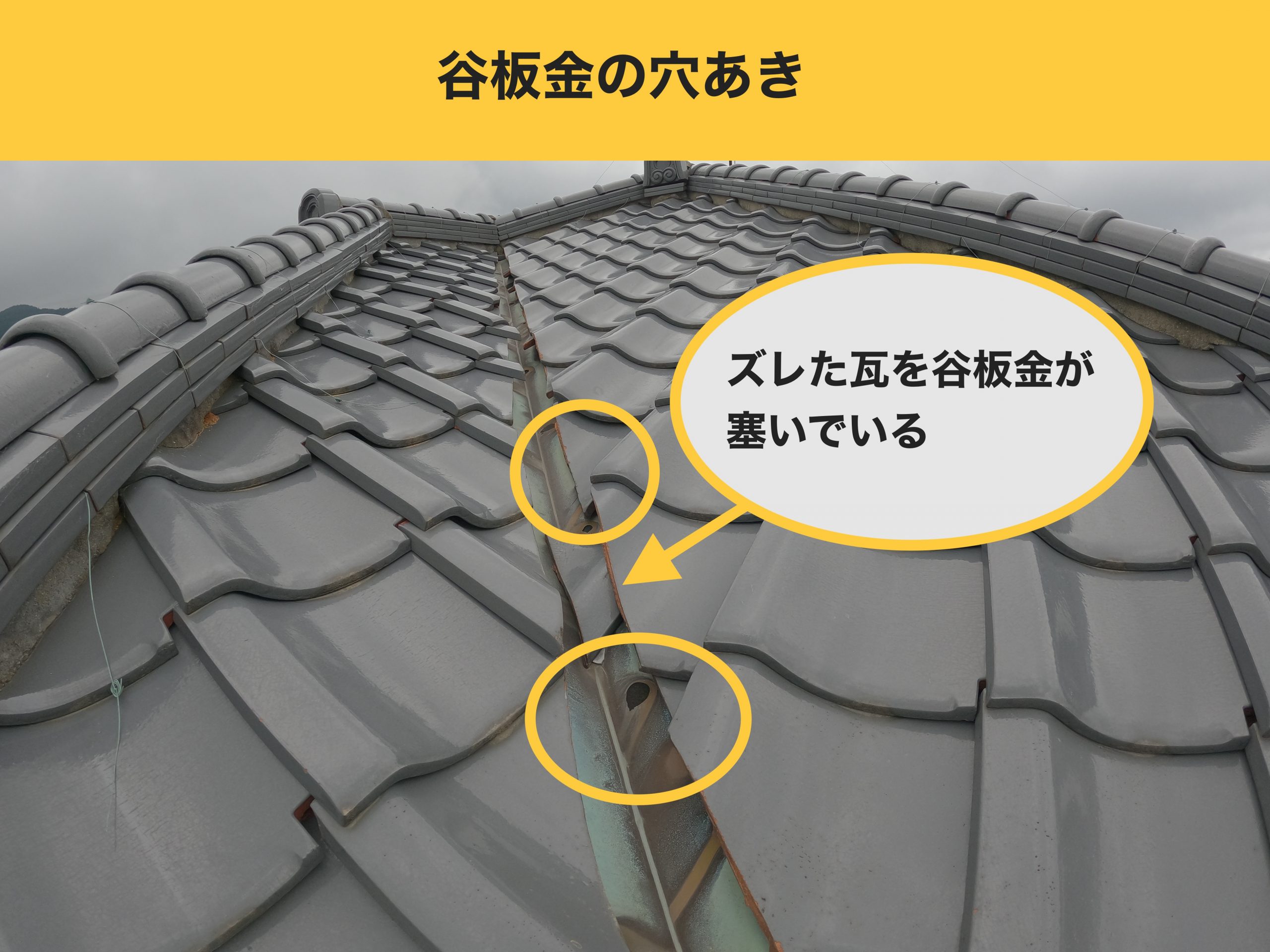 古賀市の雨漏り工事、谷板金交換工事