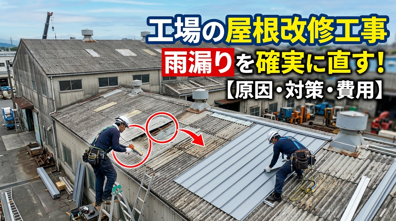 【筑紫野市】工場・倉庫の屋根改修｜雨漏り工事「大型屋根のカバー工法・葺き替え」なら街の屋根やさん筑紫野店