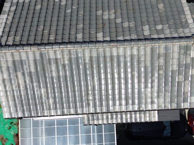 筑紫野市で雨漏りした屋根のドローン撮影