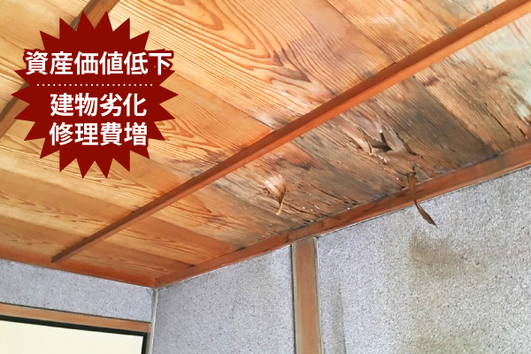 建物劣化、修理費増による資産価値低下