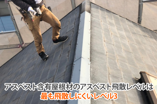 アスベスト含有屋根材のアスベスト飛散レベルは最も飛散しにくいレベル3