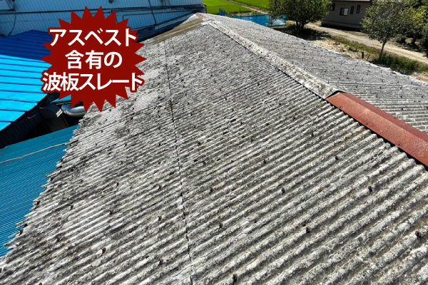 アスベスト含有の波板スレート