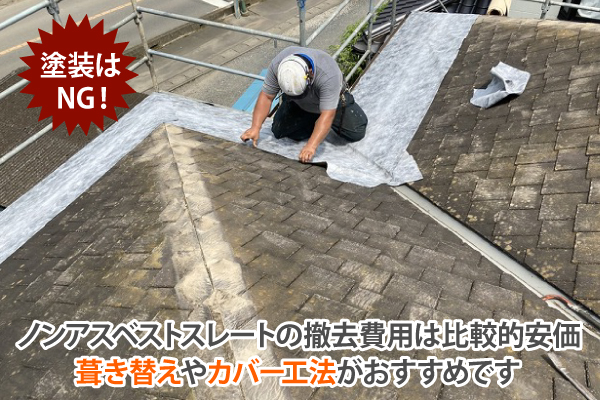 塗装は NG！ノンアスベストスレートの撤去費用は比較的安価なので葺き替えやカバー工法がおすすめです