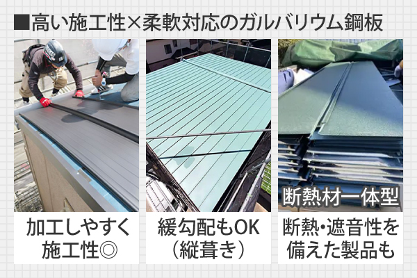 高い施工性×柔軟対応のガルバリウム鋼板