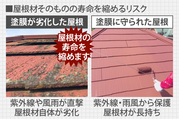 塗膜に守られた屋根は紫外線・雨風から保護され屋根材が長持ちします